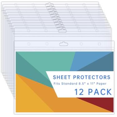 Imagem de AKONEGE 12 peças de protetores de folha rígida, 21,5 x 28 cm, à prova d'água, resseláveis, protetores de página com zíper, capas de plástico rígido transparente para fotos, certidão de nascimento,