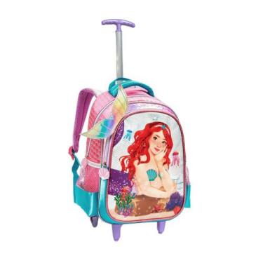 Imagem de Mochila Rodinha Infantil Princesa Sereia Menina Escola - Denlex