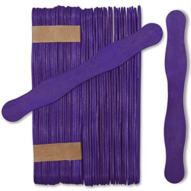Imagem de Alças de ventilador roxas de madeira de 20,3 cm, programas de casamento, mistura de tinta, pacote com 50, bastões de picolé de artesanato jumbo para pás de leilão, hastes planas onduladas de madeira para qualquer kit de materiais de artesanato "faça você mesmo", da Woodpeckers