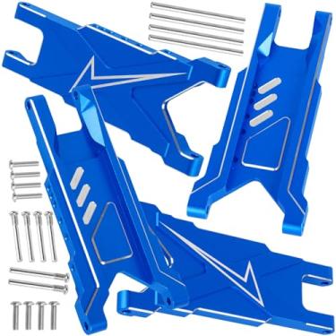 Imagem de BRCatWPark Suspensão de alumínio RC A-Arms Upgrades peça para 1/10 Slash Rustler Stampede 4X4 VXL BL-2s, Hoss 4WD VXL, XO-1, liga dianteira traseira RC braços de suspensão hops up, azul marinho