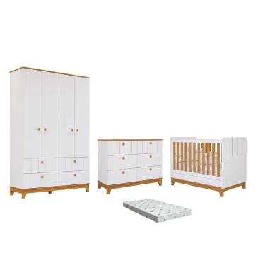Imagem de Quarto Bebe Completo Bis Dorabelly  MDF Com Colchão