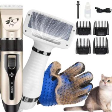 Imagem de Kit Pet Shop Profissional Luva, Tosa e Secador Completo 110V