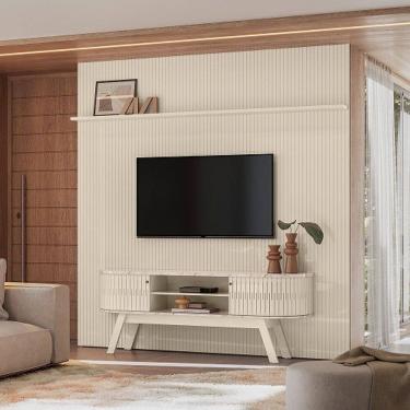 Imagem de Rack Com Painel New Laguna Calacata/Off White - Madetec Móveis