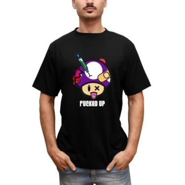Imagem de Camiseta Masculina Cogumelo Mario Bros Fucked Up - Bella Store, Preto,