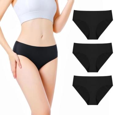 Imagem de VOXSHE Roupa íntima feminina para incontinência, à prova de vazamento, lavável, absorvente de 100 ml, calcinha feminina para incontinência para incontinência, vazamento, 3 peças, preta-M