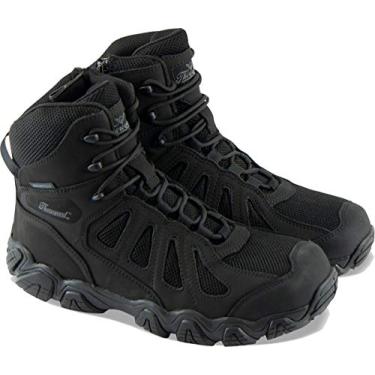 Imagem de Thorogood Bota masculina Crosstrex Series – 15 cm BBP impermeável, com zíper lateral e bico de segurança, Preto/cinza, 8