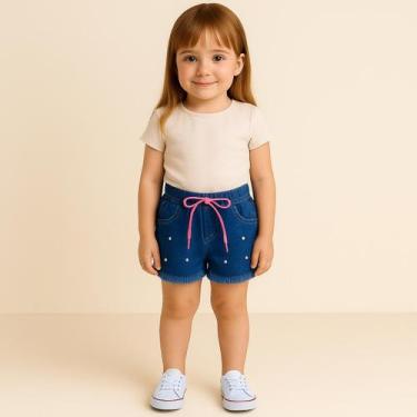 Imagem de Short Jeans Infantil Feminino Bebe Moda Blogueira Confortável Diversos