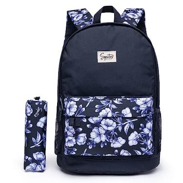 Imagem de Mochila Escolar Feminina Flores Moderna Passeio Reforçada