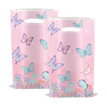 Imagem de YYaaloa 30 peças de sacolas de lembrancinhas de festa, sacolas de plástico para presente de doces para aniversário, chá de bebê, presente de devolução (borboleta A, 30 peças)