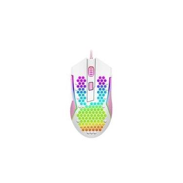Imagem de Mouse Gamer Redragon Reaping Elite RGB, 32000 DPI, 6 Botões, Branco e Rosa - M987WP-P