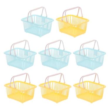 Imagem de PATIKIL 8 peças de cesta pequena de plástico, mini cesta de armazenamento de mercearia pequenas cestas de compras com alça organizadora água filtrada para organizar brinquedos, frutas, legumes