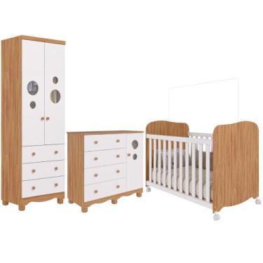Imagem de Quarto Bebê Completo Berço Americano Uli Guarda Roupas 2 Portas 3 Gave