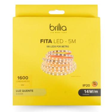 Imagem de Fita led dimerizável 14w/m 3000k ip20 12v luz morna 5m - brilia