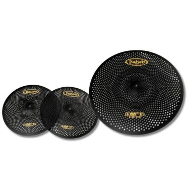 Imagem de Kit Pratos Hero Mute Preto Par Chimbal 14 + Condução Ride 20