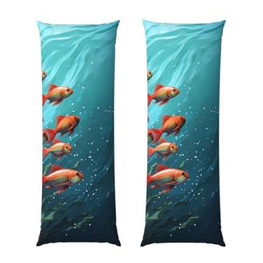 Imagem de Capa de travesseiro corporal com zíper oculto, fronha longa de microfibra macia e respirável para travesseiro corporal, capas de travesseiro de aquário de peixes para dormir, presente de cama, capa de