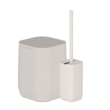 Imagem de Kit Lixeira+Escova Sanitária Aura Para Banheiro Piso/Parede