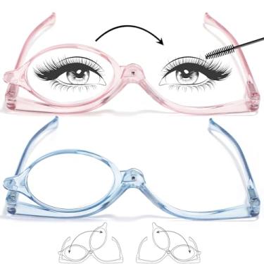 Imagem de EYEGUARD Pacote Com 2 Óculos De Leitura Para Maquiagem Para Mulheres, Com Dobradiça De Mola, Óculos De Maquiagem, Lupa, Flip Down, Cosméticos, Leitores 2,75