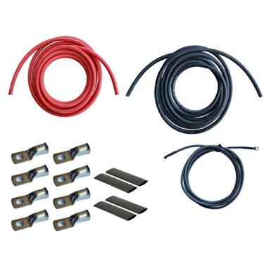 Imagem de WindyNation Kit de cabo de bateria inversor de energia AWG (3 metros preto + 3 metros vermelho) para inversores DC para AC RV, carro, solar, marítimo, off-Grid