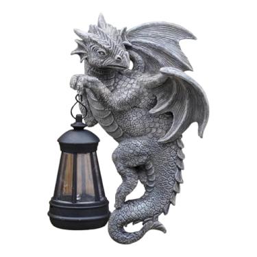 Imagem de predolo Estátua de dragão para áreas externas com lanterna solar, presente, lindo ornamento, decoração, lâmpada de paisagem para gramado externo