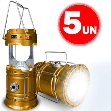 Imagem de Lampião Solar Lanterna Vintage Recarregável Luz Led Camping Lamparina 