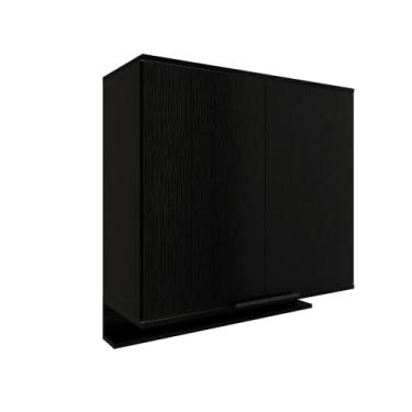 Imagem de Armário Aéreo de Cozinha Miami 800mm 2 Portas com Porta Temperos Carraro (Preto Touch)