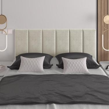 Imagem de Cabeceira Almofadada Julia 160 Cm - Suspensa Suede Mdf Pérola - Movelove Pérola