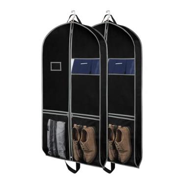 Imagem de Zilink Bolsa de vestuário para viagem e armazenamento 109 cm com reforço protetor para armário com 2 bolsos grandes e 2 alças de transporte para terno, vestido, conjunto de 2