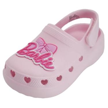 Imagem de Barbie Tamancos infantis leves sem cadarço para meninas – sapatos de verão com alça ajustável para crianças – Sandálias para brincar à prova d'água, Rosa médio, 22