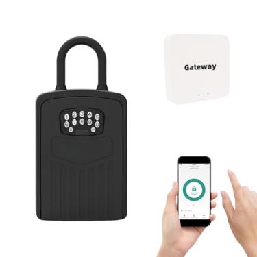 Imagem de SAFESmart Caixa de bloqueio de chave com WiFi, caixa de bloqueio de controle remoto para chave de casa, cofre de chave de controle de aplicativo com código para uso externo