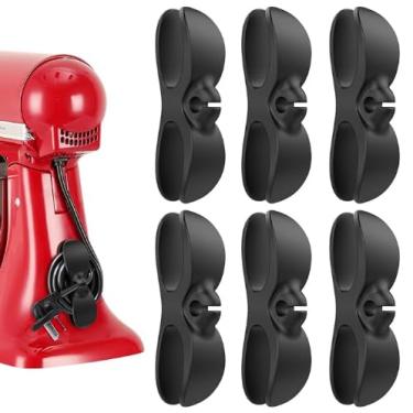 Imagem de Organizador de cabos para eletrodomésticos, organizador de cabos de cozinha atualizado, suporte para enrolador de cabos para eletrodomésticos, cafeteira, liquidificador (6x preto)