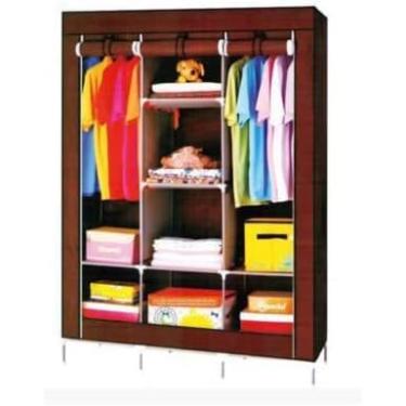 Imagem de Roupeiro Organizador Portátil, 170 cm x 125 cm x 42 cm, Metal e TNT, Armário Guarda-Roupa Desmontável