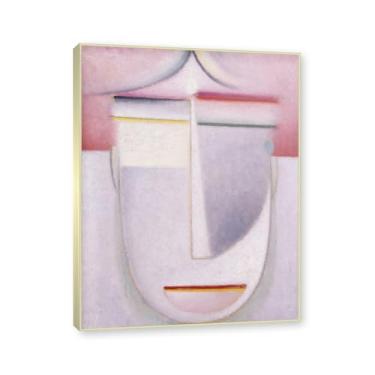 Imagem de NHLDZYH Moldura de champanhe. Impressões de arte Alexej von Jawlensky - Pintura de retrato - (cabeça abstrata 10) - Pôster de decoração de parede vintage. 40 x 50 cm - 15,8 x 19,7 pol