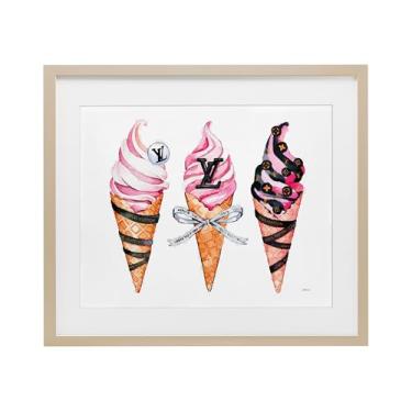 Imagem de Stupell Industries Cones de sorvete glamourosos bétula impressão emoldurada sob vidro design por Amanda Greenwood, 33 x 40
