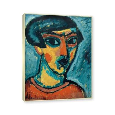 Imagem de NHLDZYH Moldura champanhe. Alexej von Jawlensky, impressão clássica, (cabeça azul), decoração de parede para cozinha, quarto. 60x80cm