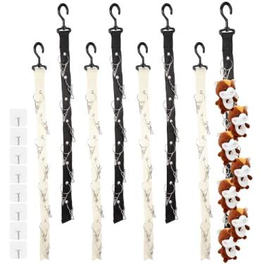 Imagem de 8 peças, organizador de chapéus, organizador de bonecas, com 64 clipes de metal, dobrável, para guardar animais de pelúcia para guardar 8 brinquedos de pelúcia para armário de casa, berçário, sala de