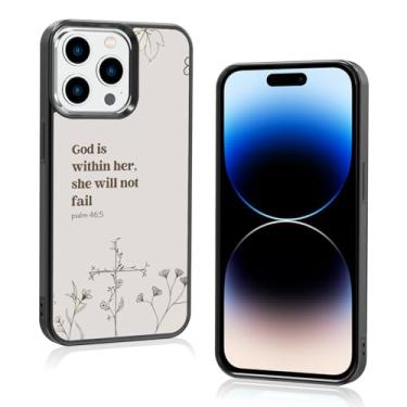 Imagem de Axulimin [God is Within Her She Will Not Fail Psalm] Bíblia cristã feminina preta capa de telefone para iPhone 14 Pro (6,1 polegadas)