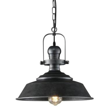 Imagem de fansimone Luminária pendente preta prateada para casa de fazenda de 35 cm para ilha de cozinha, luz de teto industrial rústica com acabamento pintado à mão, iluminação de bar moderna para sala de