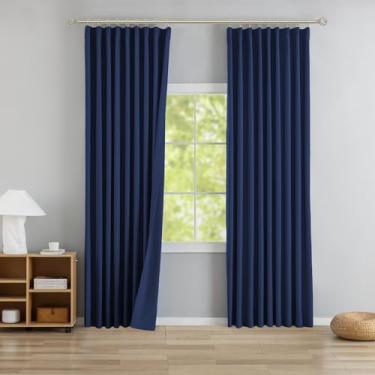 Imagem de DONREN Cortinas blackout plissadas com abas traseiras azul-marinho 101,6 cm L x 365,8 cm C