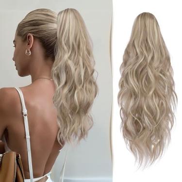 Imagem de Sidaila Extensões de cabelo cacheado de rabo de cavalo de 45,72 cm, prendedor de mandíbula em rabos de cavalo para mulheres, extensão de rabo de cavalo longo ondulado, cabelo sintético falso para