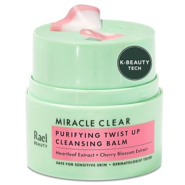 Imagem de Rael Miracle Clear Bálsamo de limpeza – removedor de maquiagem, limpador facial torcido, limpeza dupla, não comedogênico, com óleos de farelo de arroz e jojoba, vegano, cuidados com a pele coreanos