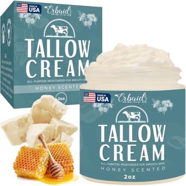 Imagem de Creme de sebo bovino – Bálsamo multiuso de sebo bovino alimentado com capim natural e mel – Loção hidratante facial e corporal para eczema, pele rachada, seca, coceira e irritada – Cuidados com a pele