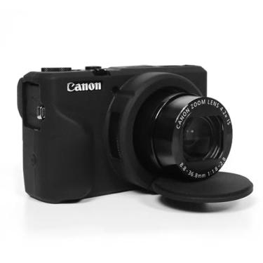 Imagem de Capa para lente removível Canon G7X, capa protetora de silicone macio com capa de lente removível para câmera Canon Powershot G7X DSLR (preto)