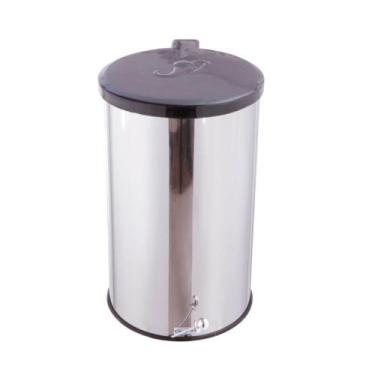 Imagem de Lixeira Redonda Inox Com Pedal Esfera - Tampa Plástica 30L - Aldinox