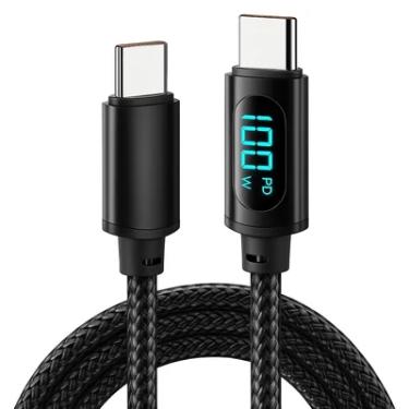 Imagem de Cabo Carregador Turbo Reforçado Tipo-C / Tipo-C Com Indicador LED 100W
