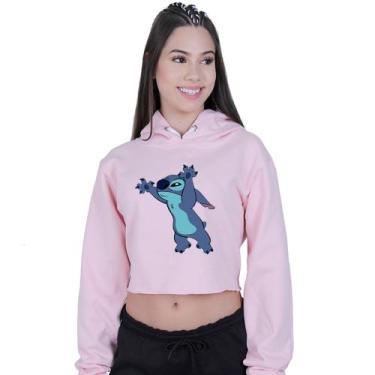 Imagem de Cropped Moletom Feminino Lilo Stitch Susto - Lafre, Rosa claro, G