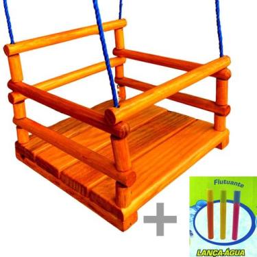 Imagem de Cadeirinha Balanço Madeira Corda Nylon 12 Mts + 3 Brinquedos - Laf Kid
