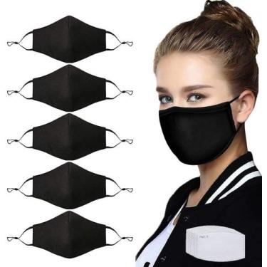 Imagem de Máscara facial NBDIB, reutilizável, lavável, preta com bolso de filtro