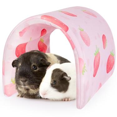 Imagem de Bienbee Túnel Para Porquinhos-Da-Índia, Esconderijo, Lavável Coelhos E Casa Coelhos, Brinquedos Em Gaiolas Porcos, Animais Pequenos, Médios, Morangos Rosa