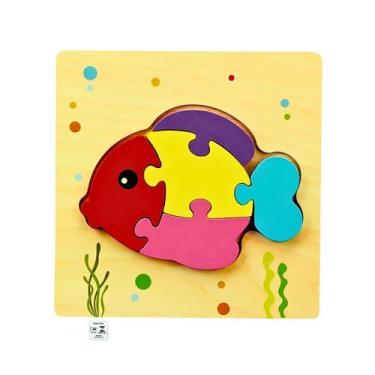 Imagem de Quebra Cabeca MDF Mini 6 Pecas Toymix Peixe 15x15x0,3cm Brinquedo Educ