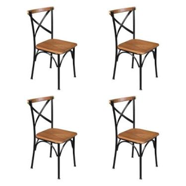 Imagem de Kit 4 Cadeiras De Jantar Industrial Paris Base Alumínio - Castanho - M